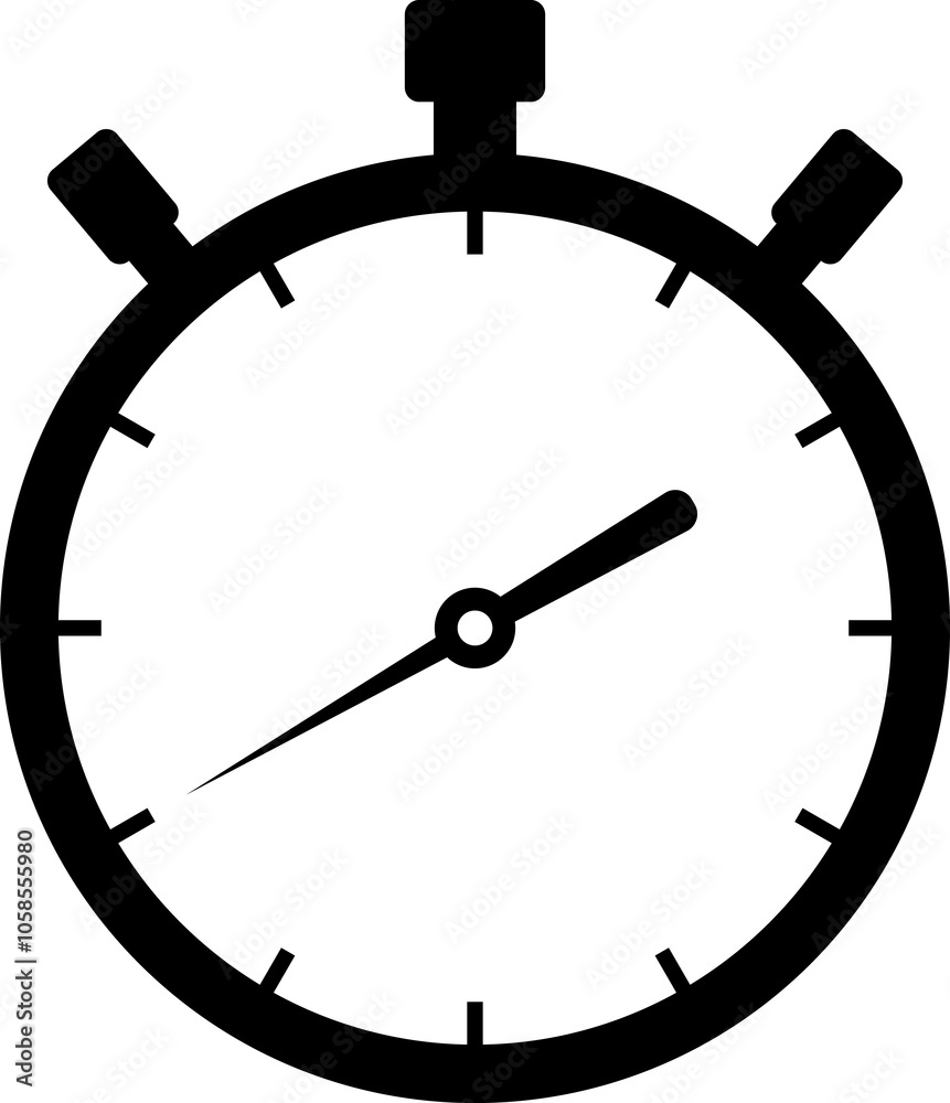 Stopwatch icon black and white - Shortest time. Stopwatch icon black and white - Shortest time.