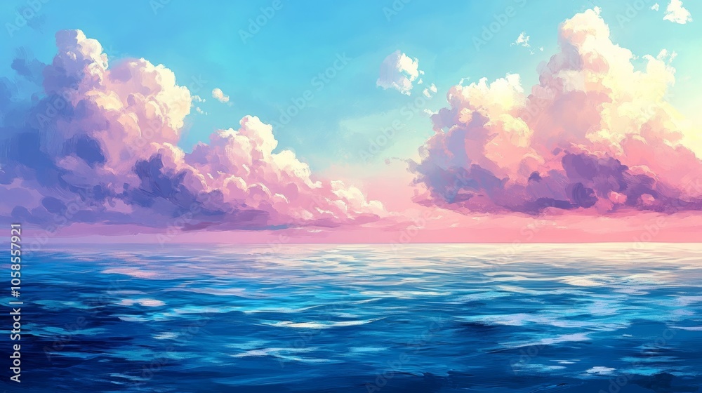 Obraz premium cinematic calm weather on sea or ocean with clouds