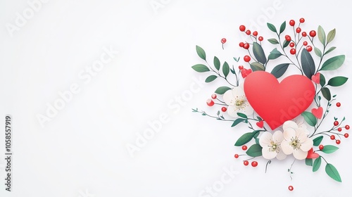 Simple Valentine's Day vector with a minimalist aesthetic and a romantic heart design on a white background