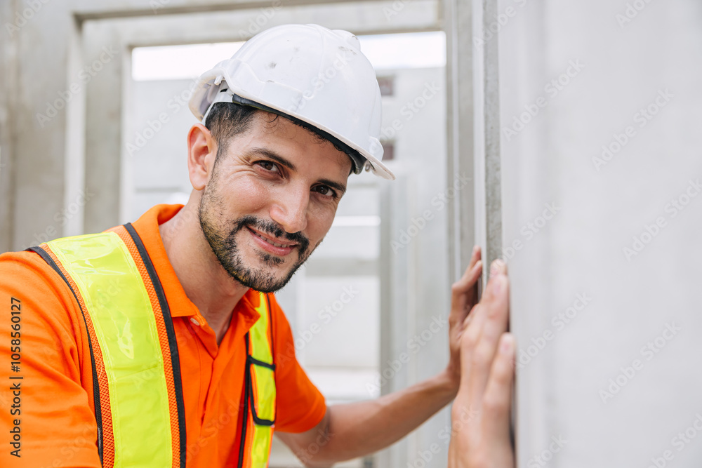 Professional engineer Hispanic Latin male working in concrete precast plant factory control operate construction site. Professional engineer Hispanic Latin male working in concrete precast plant factory control operate construction site.