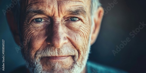 A detailed close up image of an energetic older man, showcasing his vitality and youthful spirit. This portrait emphasizes the active lifestyle of the senior individual.