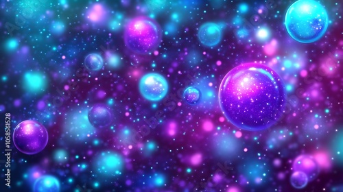 Abstract Purple and Blue Bubbles Clean Blank Canvas with Empty Space for Designs