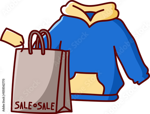 blue jacket for gift Vector Illustration Icon. Flat Cartoon Style