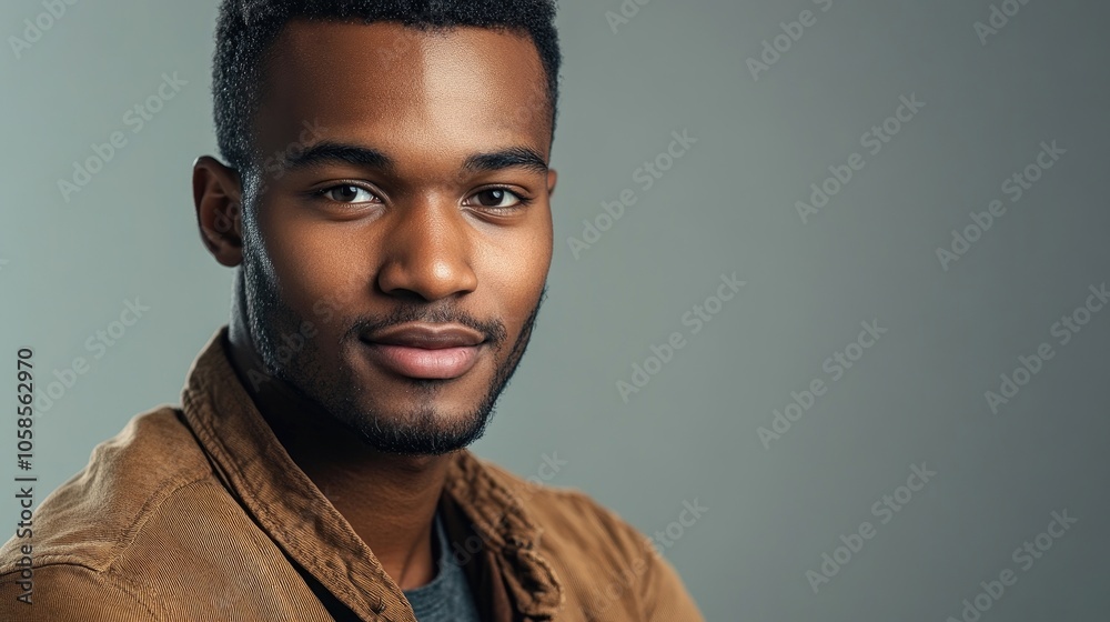 Stylish studio portrait of a handsome young African American man, highlighting his confidence and charm. The image captures the essence of youth and elegance, perfect for various uses. Stylish studio portrait of a handsome young African American man, highlighting his confidence and charm. The image captures the essence of youth and elegance, perfect for various uses.