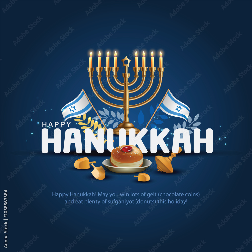 Naklejka premium Israel celebrating happy Hannukah festival. creative abstract vector illustration design.
