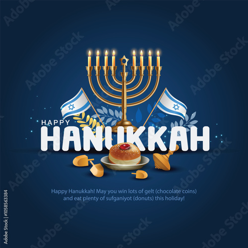 Israel celebrating happy Hannukah festival. creative abstract vector illustration design.