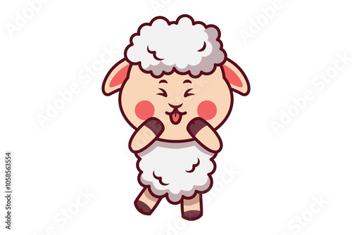 Cute Sheep Is Sticking Out its Tongue Illustration