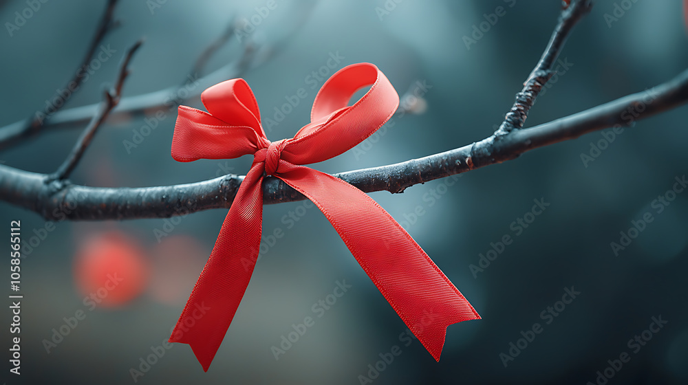 Branches adorned with red ribbons a symbol of new beginnings and fresh perspectives
