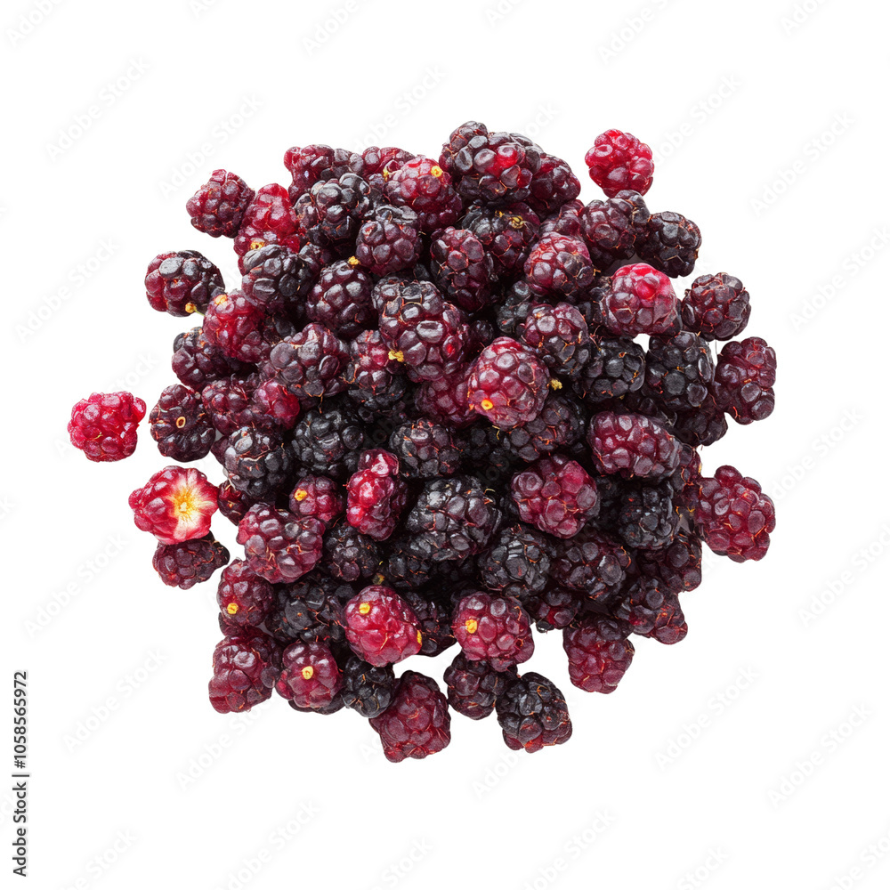 Closeup of Fresh Mulberries, Isolated PNG Closeup of Fresh Mulberries, Isolated PNG