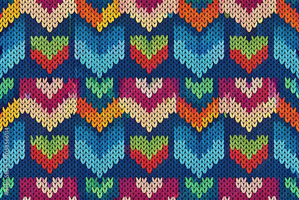 Enjoy a delightful seamless knitted pattern filled with hearts, designed for cozy charm. Perfect for crafting textiles that radiate warmth and affection. Enjoy a delightful seamless knitted pattern filled with hearts, designed for cozy charm. Perfect for crafting textiles that radiate warmth and affection.