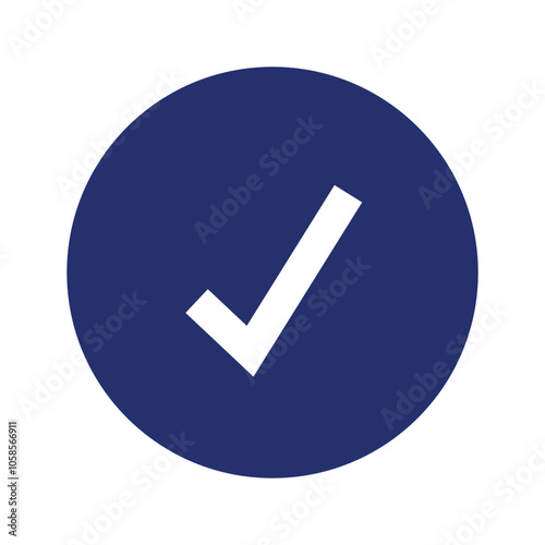 Check mark in a blue circle. Vector simple color flat illustration. Free Download Check mark in a blue circle. Vector simple color flat illustration. - GFXLoad