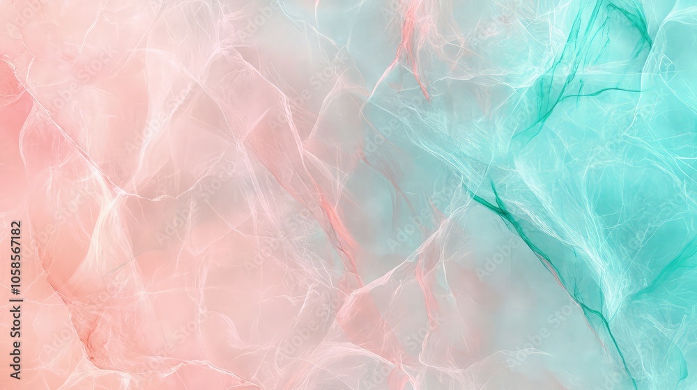 Obraz premium Abstract pink and cyan flowing texture creates a soft, ethereal background suitable for delicate cosmetic advertising banners.