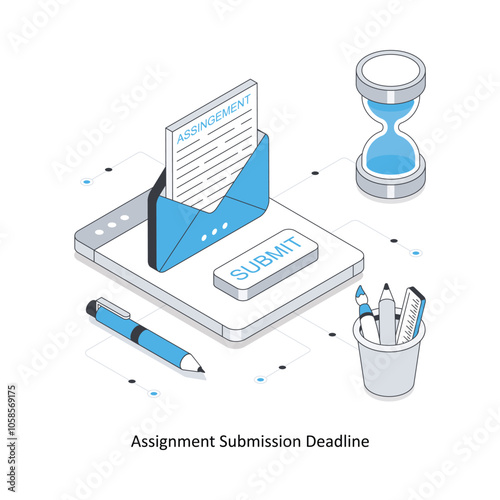 Assignment Submission Dealine  isometric stock illustration. EPS File stock illustration photo