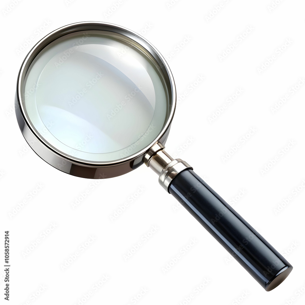 A classic magnifying glass with a round lens and a sturdy handle A classic magnifying glass with a round lens and a sturdy handle