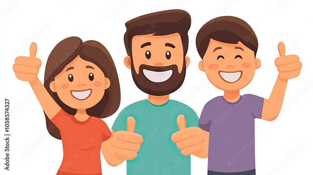 Happy Friends Celebrating Together with Thumbs Up Happy Friends Celebrating Together with Thumbs Up
