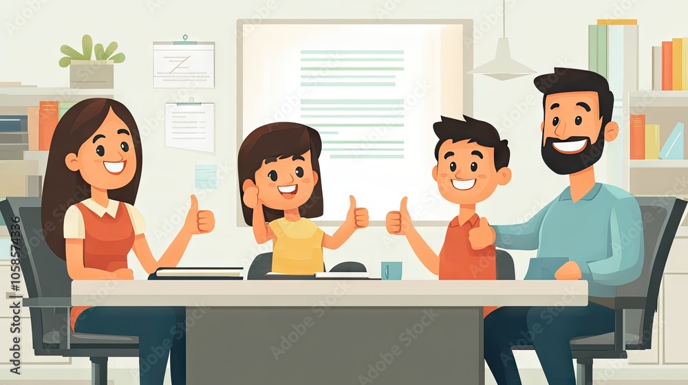 Happy Team Celebrating Success in Office Setting Happy Team Celebrating Success in Office Setting