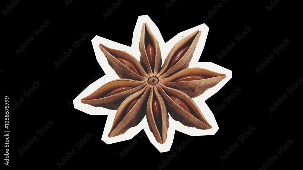 Animation of Star Anise in a Crumpled Paper Collage Art Style with Montage Motion Graphics Animation of Star Anise in a Crumpled Paper Collage Art Style with Montage Motion Graphics