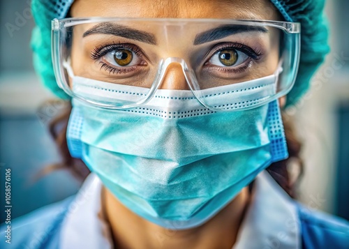 Healthcare Safety: Close Up of Medical Professional in Protective Gear