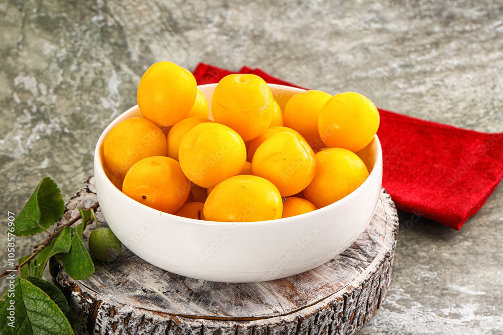 Ripe sweet juicy yellow plum Ripe sweet juicy yellow plum