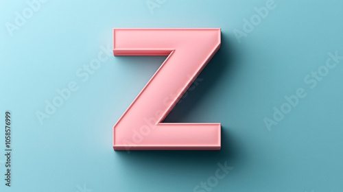 Free Download 3D-ed image of a pink letter Z with a soft shadow on a light blue textured background, displaying a modern and minimalistic design style. - GFXLoad