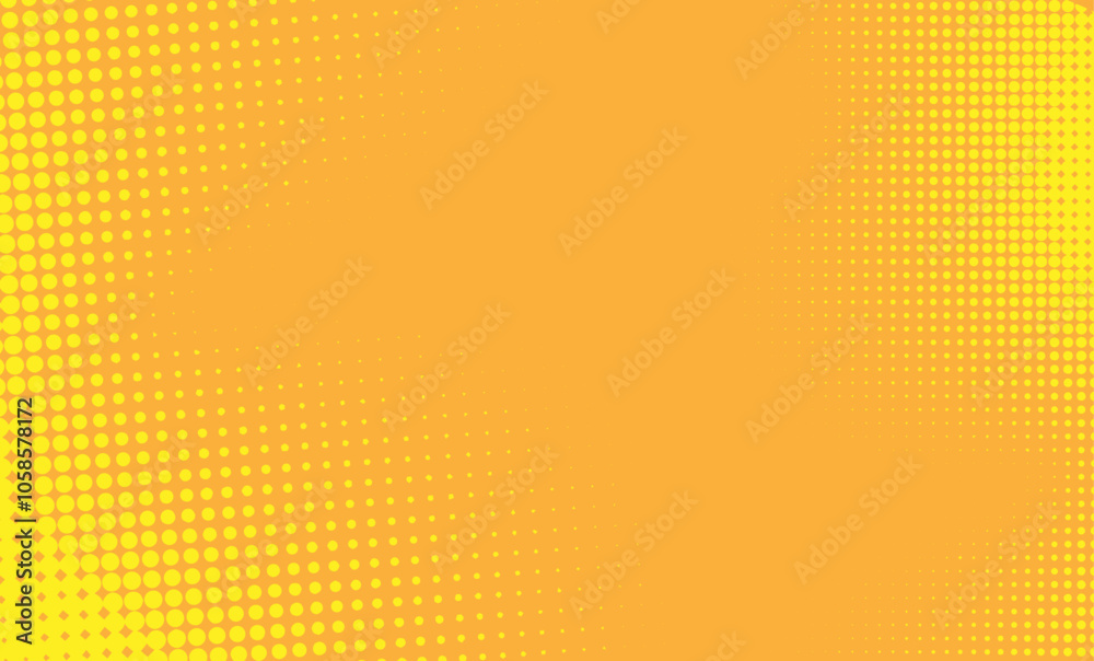 Yellow halftone pattern texture on orange background,retro comic background
