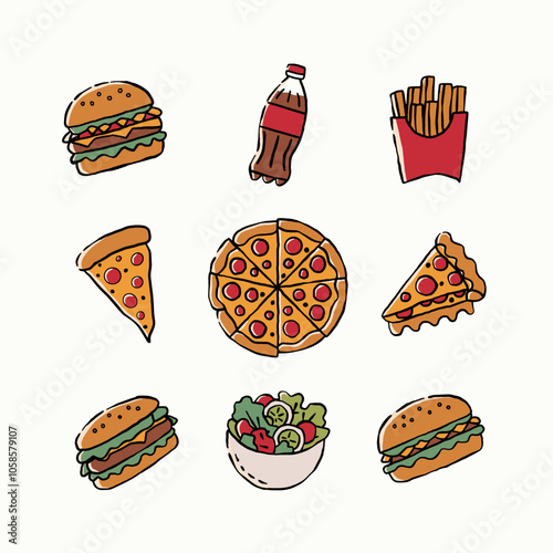 junkfood icon hand drawing illustration