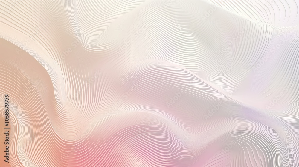 Naklejka premium Abstract wavy lines blending in soft pastel colors on a light background.