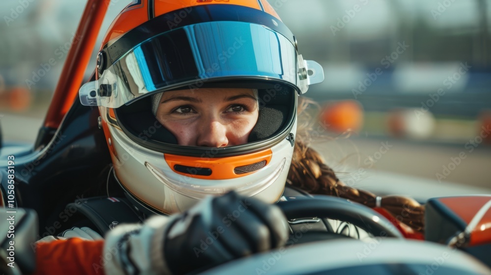 Race car driver focused and determined in high-speed action. Race car driver focused and determined in high-speed action.