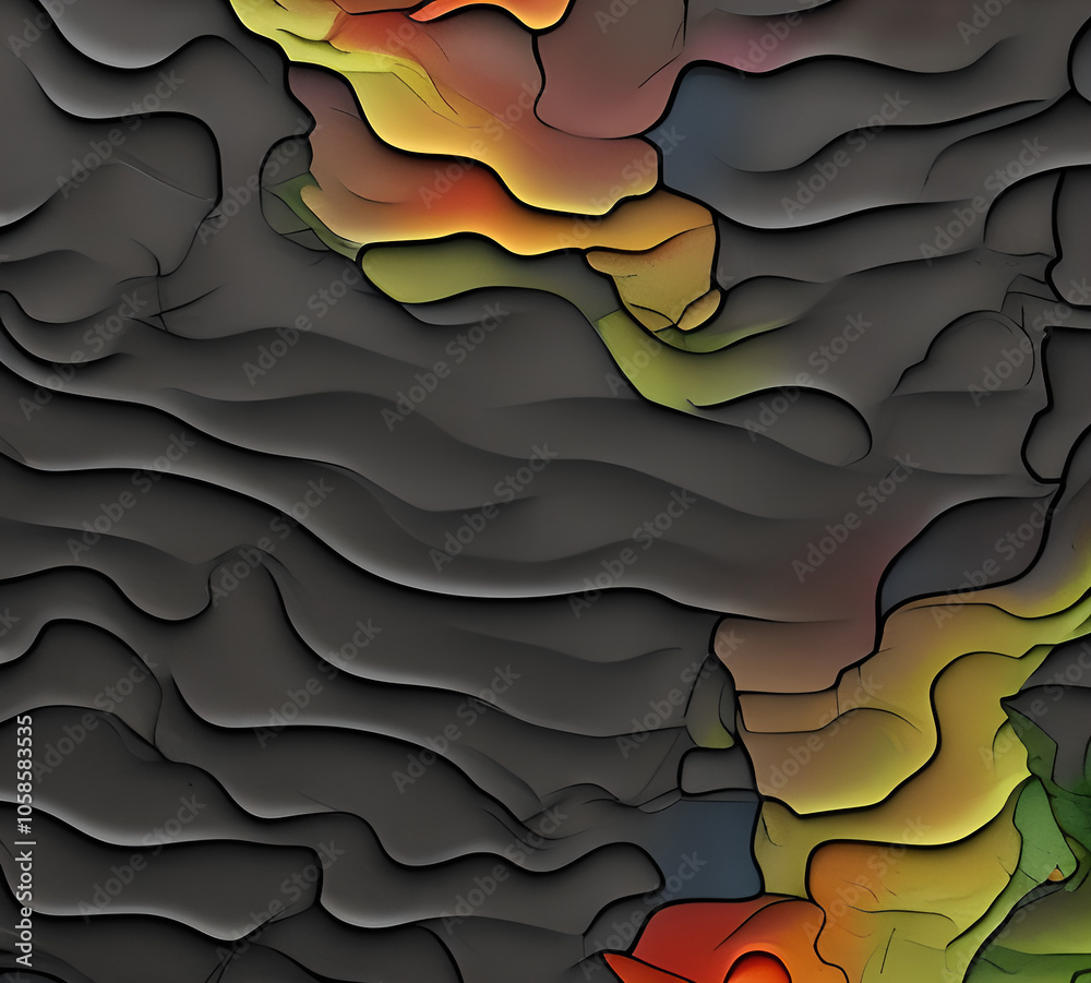 black and multicolored wavy texture background, soft transition of colors and tones, new format, neat cracks, 8k quality.Generative AI black and multicolored wavy texture background, soft transition of colors and tones, new format, neat cracks, 8k quality.Generative AI