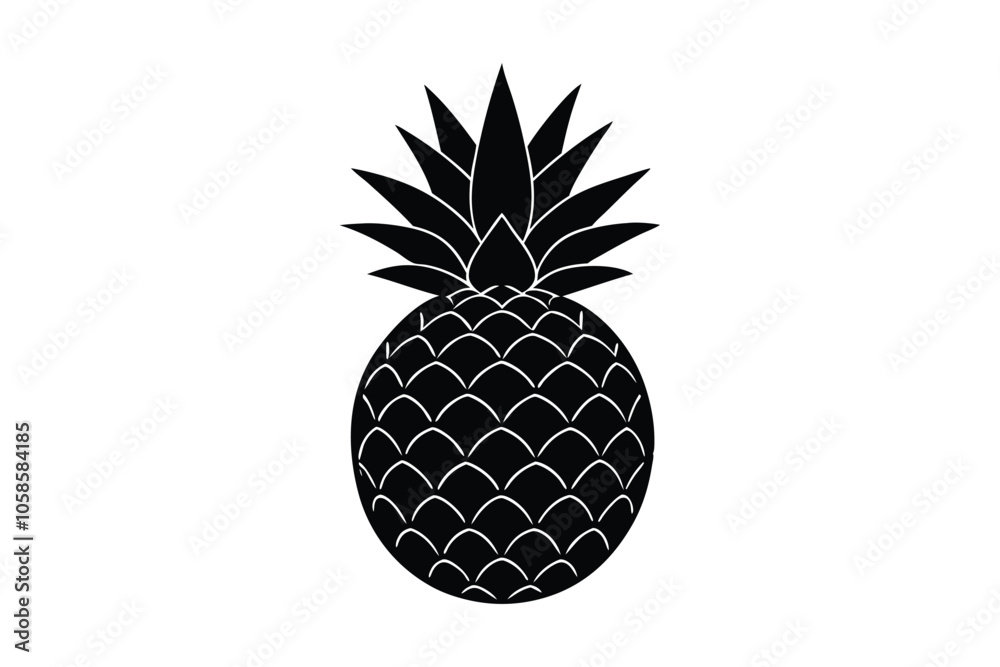 Pineapple Silhouette Vector: Minimalist Black and White Tropical Fruit Icon for Bold, Rustic, and Trendy Design Pineapple Silhouette Vector: Minimalist Black and White Tropical Fruit Icon for Bold, Rustic, and Trendy Design
