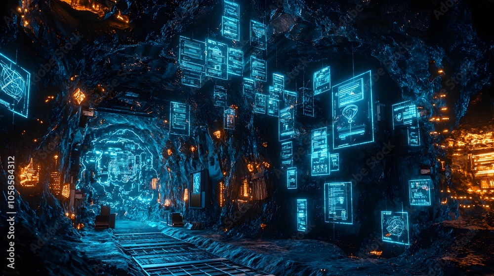 A visually striking and imaginative depiction of a futuristic gold mining a surreal landscape illuminated by floating glowing lights that create an ethereal and otherworldly atmosphere A visually striking and imaginative depiction of a futuristic gold mining a surreal landscape illuminated by floating glowing lights that create an ethereal and otherworldly atmosphere