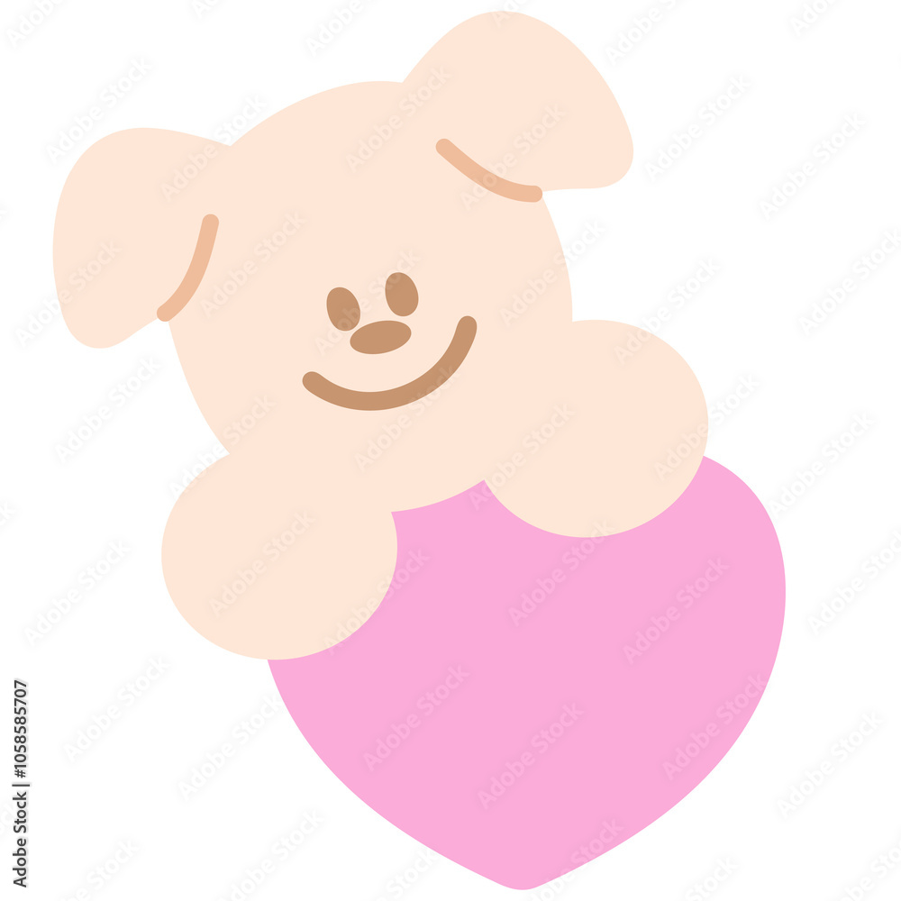Cute illustration of puppy and pink heart for Valentine, pet shop, vet, dog cartoon, character, sticker, comic, mascot, patch, brooch, kid doll, toy, love sign, adopt and rescue animals, foster home Cute illustration of puppy and pink heart for Valentine, pet shop, vet, dog cartoon, character, sticker, comic, mascot, patch, brooch, kid doll, toy, love sign, adopt and rescue animals, foster home