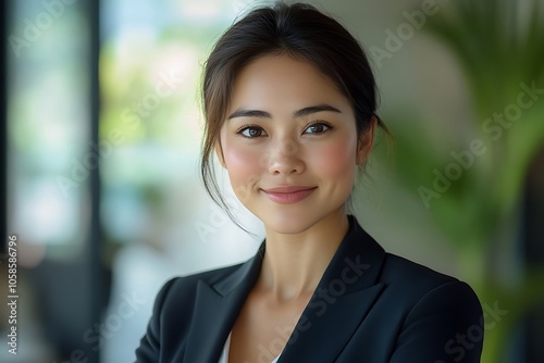 Confident Asian Businesswoman Portrait in Office Setting