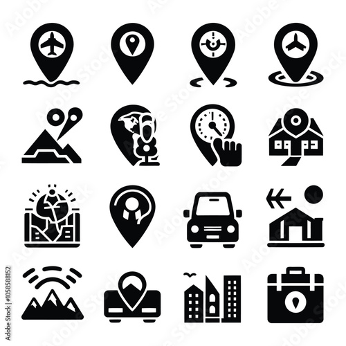 Location icons set, Map pointer icons Location symbols Vector illustration
