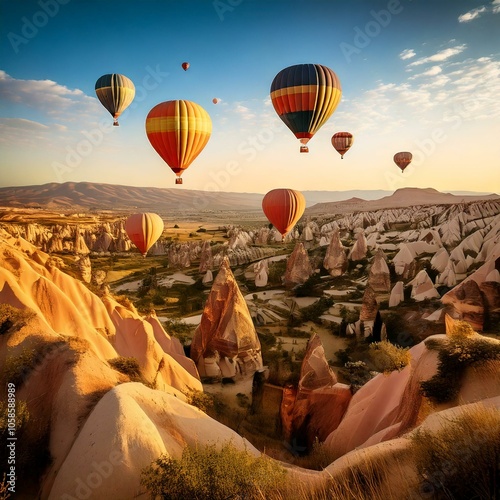 Hot air balloons at sunset