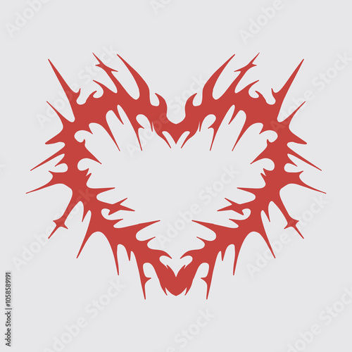 Heart shape cyber sigilsm tattoo neo tribal vector streetwear element illustration hard core metal t shirt design sticker editable	
