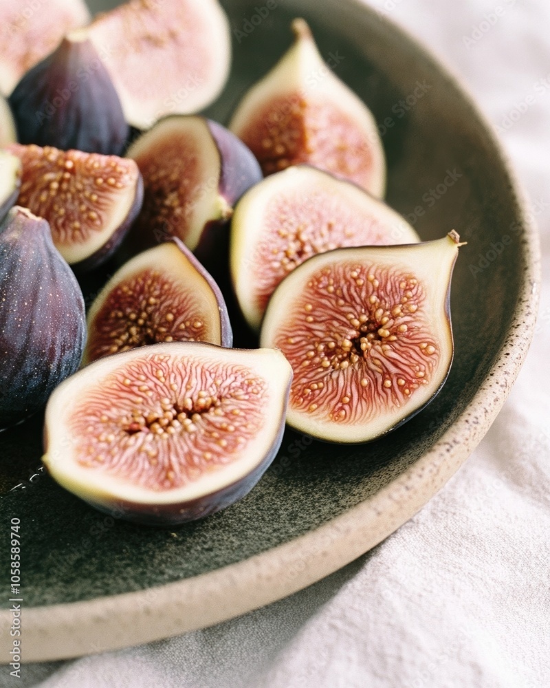 Delicious halved figs drizzled with honey served on a plate for a sweet treat Delicious halved figs drizzled with honey served on a plate for a sweet treat