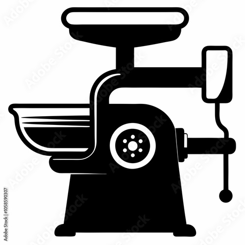 Meat grinder silhouette vector black on white background