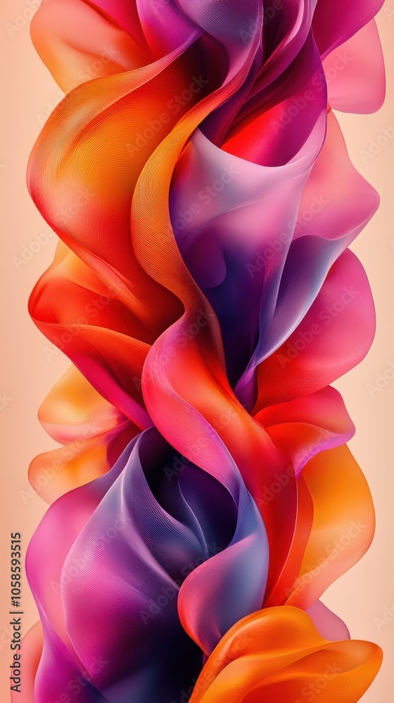 Vibrant waves of color dance together in an abstract display of flowing hues and textures