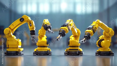 Advanced Robotic Arms in Modern Assembly Line photo