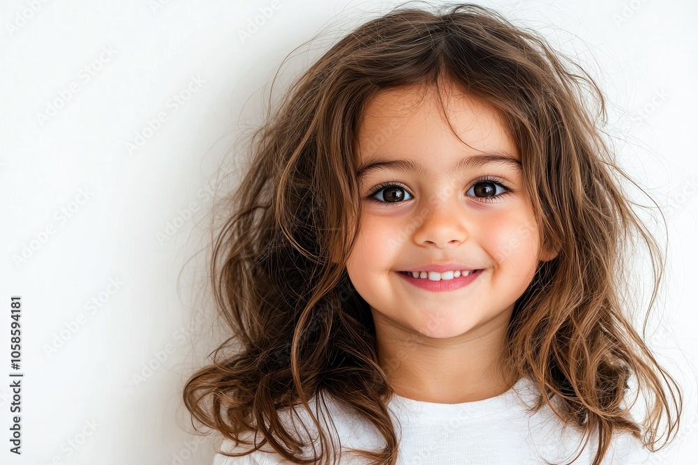 Joyful young latina girl smiling against a clean white background Joyful young latina girl smiling against a clean white background