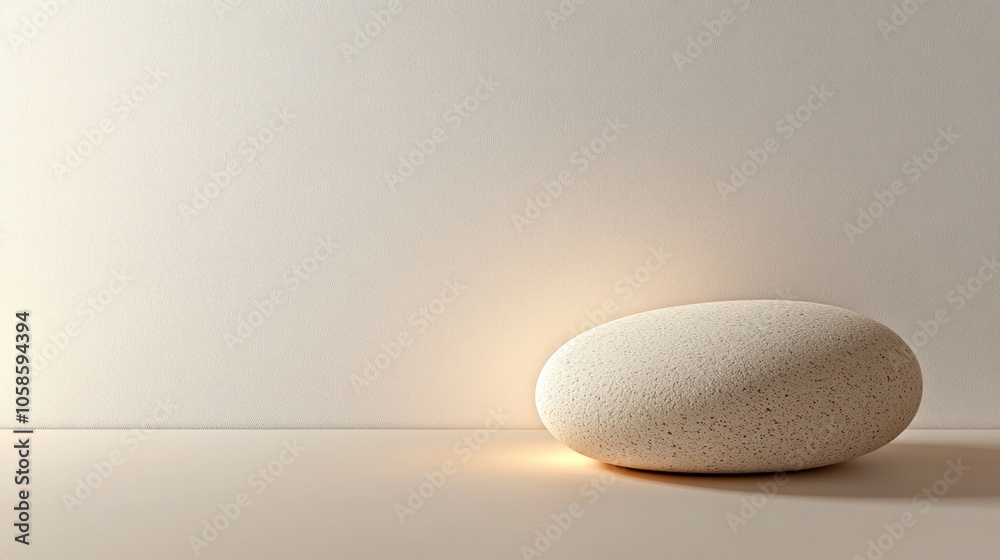A smooth, light-colored stone resting on a minimalist surface. A smooth, light-colored stone resting on a minimalist surface.