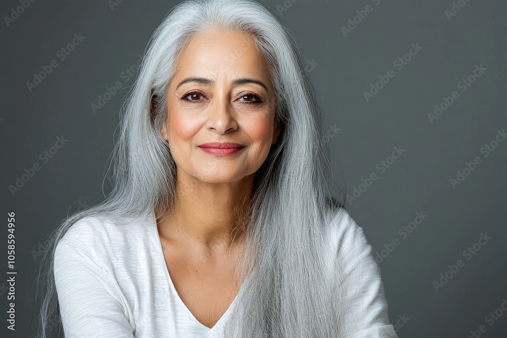 Elegant South Asian Woman with Long Hair in Studio Setting Elegant South Asian Woman with Long Hair in Studio Setting