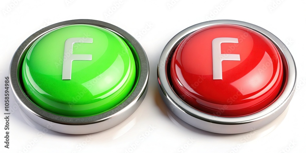 Red and Green Push Buttons for True/False Quiz Game - Concept Design Red and Green Push Buttons for True/False Quiz Game - Concept Design