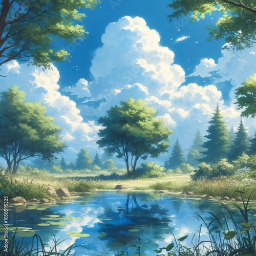 landscape with lake
