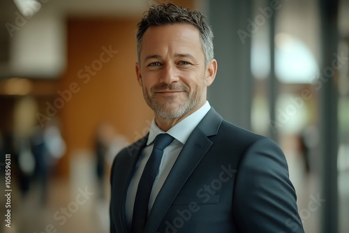 Confident Businessman Headshot - Grey Hair, Tie, Professional