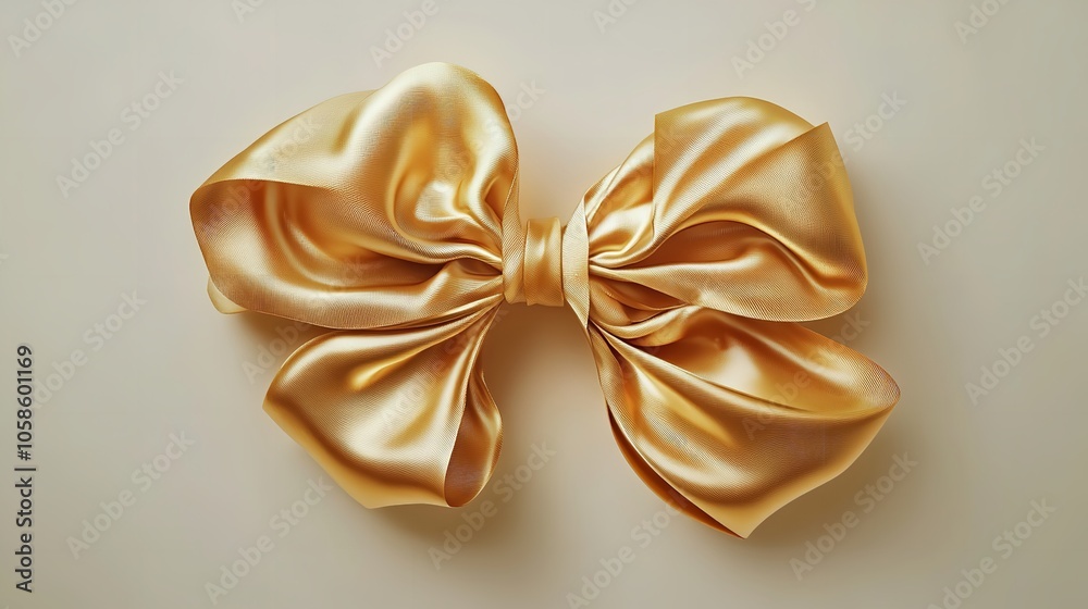 Decorative Golden Bow with Long Ribbon Isolated on White Background
Decorative Golden Bow with Long Ribbon Isolated on White Background