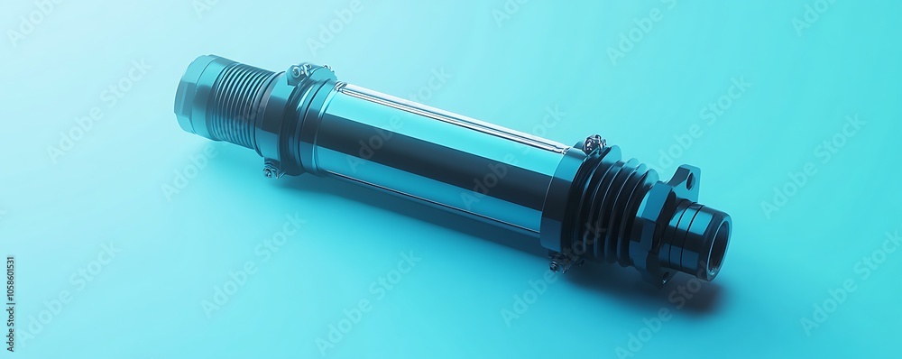 A sleek, futuristic cylindrical object with intricate details and a metallic finish. A sleek, futuristic cylindrical object with intricate details and a metallic finish.