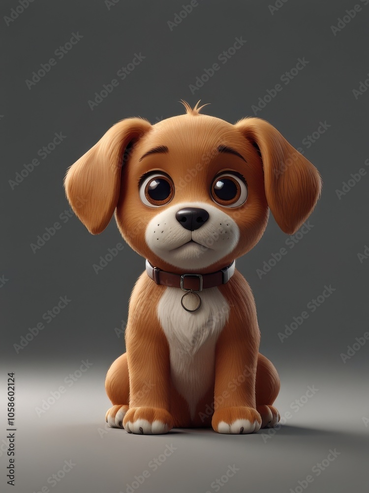 Cute Cartoon Puppy with Big Eyes Cute Cartoon Puppy with Big Eyes