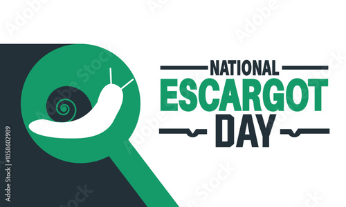  National Escargot Day. holiday concept, suitable for placard, background, Greeting Card, Poster design template with text inscription, standard Social Media Post.